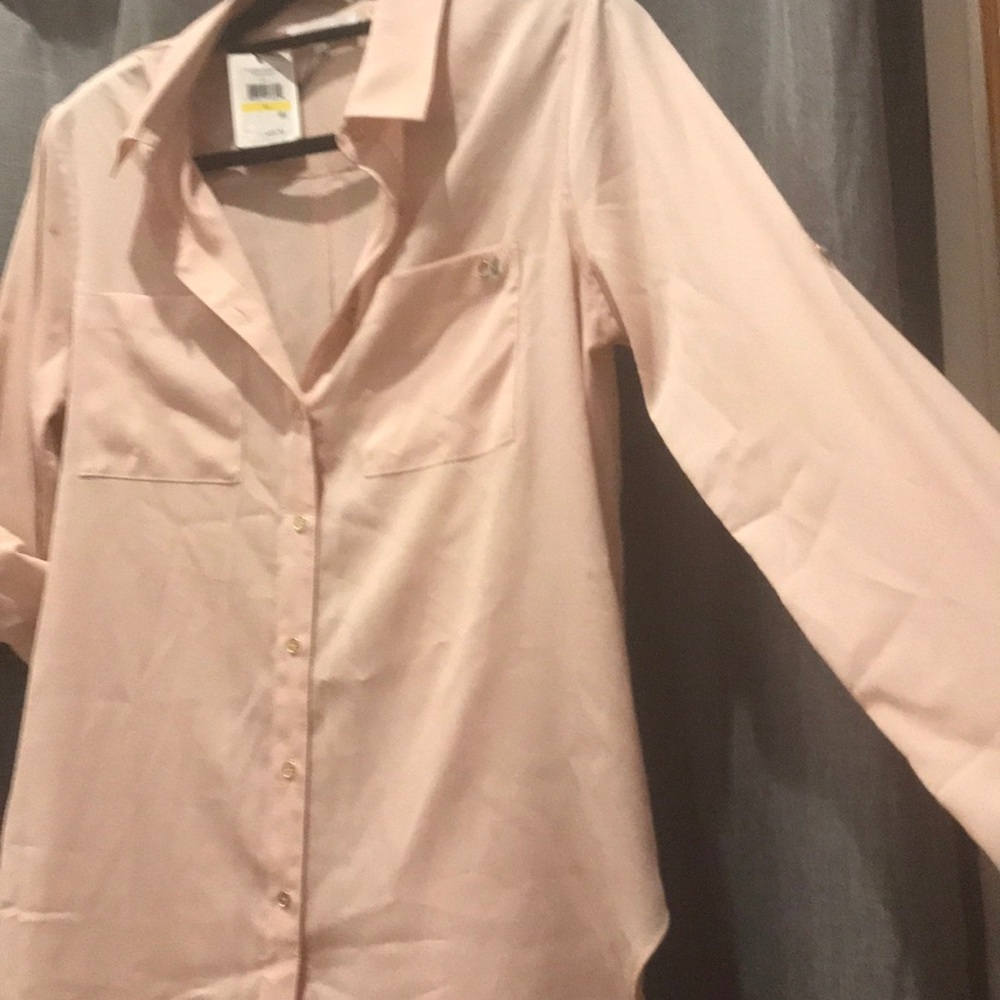 NWT Calvin Klein Modern Blush Button-Up Shirt Med